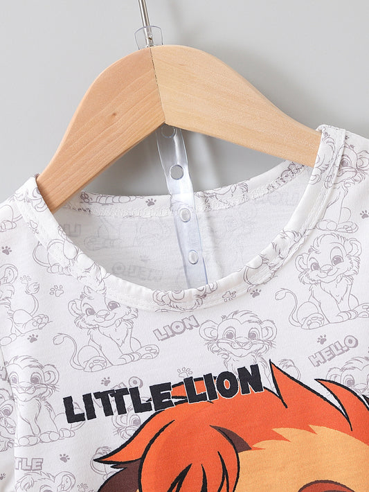 Small Stone Print And Suspender Pants Baby Clothing Two-piece Set