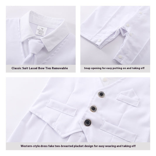 British Romper Baptism Dress Boys Baby Summer Bodysuit Baby Jumpsuit