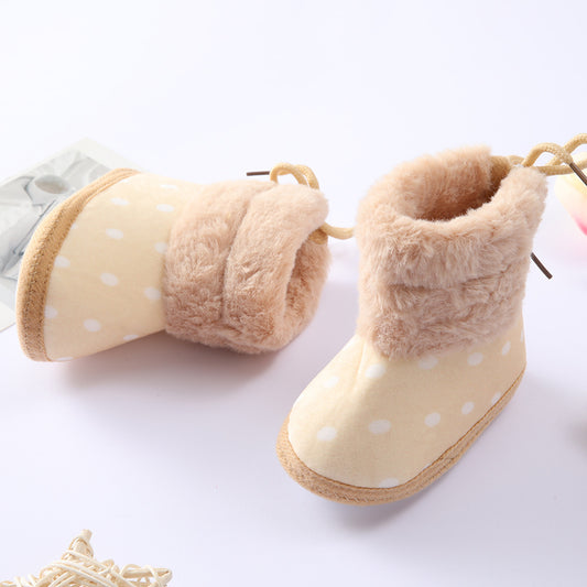 Polka Dot Fur Boots Newborn Baby Shoes