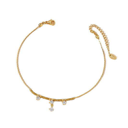 Zircon Small Titanium Steel Anklet Women