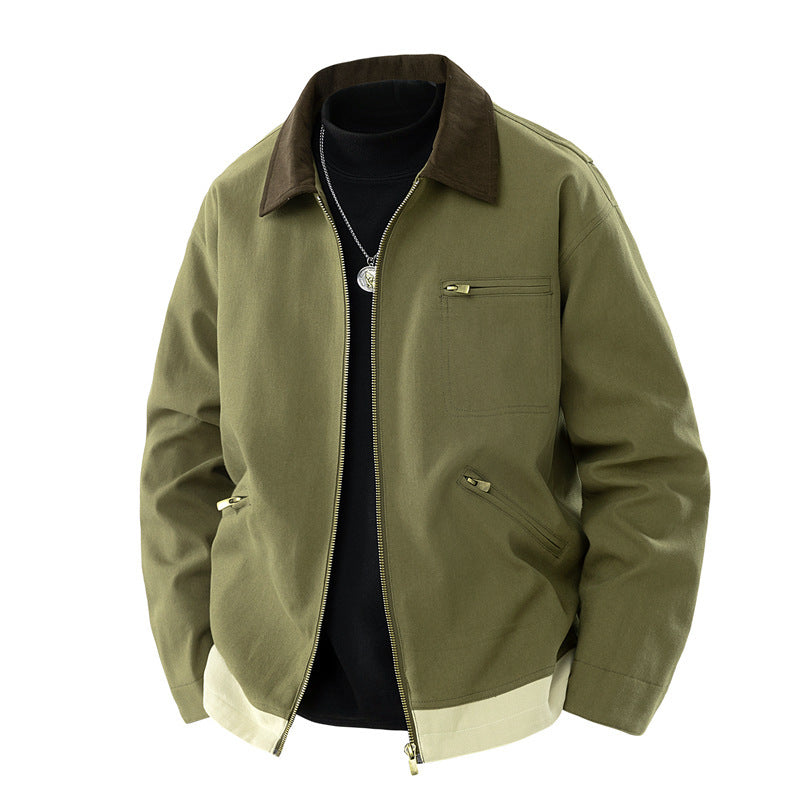Spring And Autumn Contrast Color Lapels Workwear Jacket