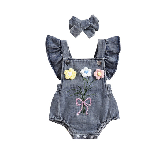 Triangle One-piece Romper Headscarf Cute