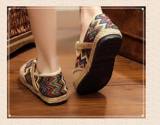 Linen Shoes Summer Fashion Easy To Wear Non-slip Deep Mesh Shoes