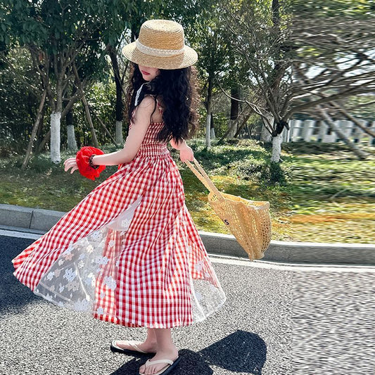 Girls Temperament Lace Stitching Fashion Dress