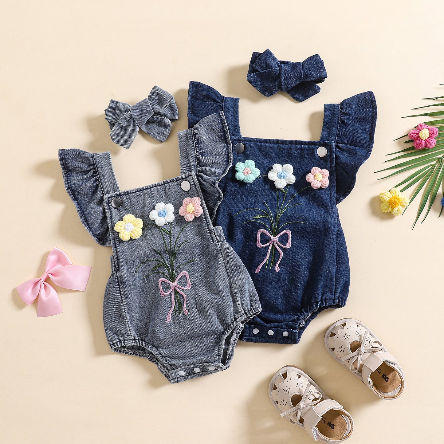Triangle One-piece Romper Headscarf Cute