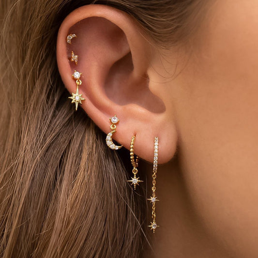 XINGX Chain Tassel Earrings Six Mans XINGX Month Fashion Zircon Stud Earrings For Women Eardrop Jewelry