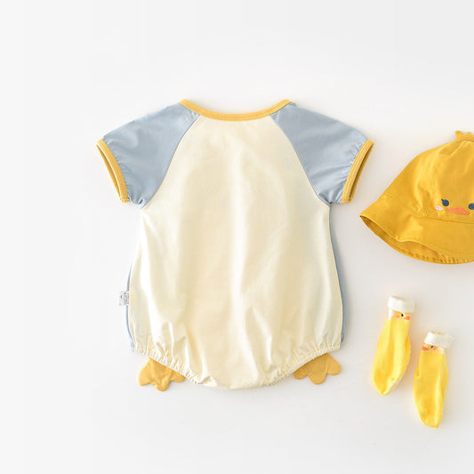 Newborn Contrast Color Short-sleeved Rompers 52857