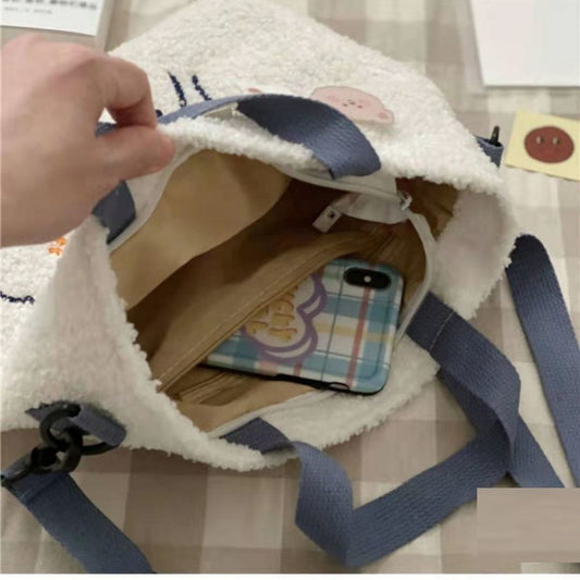 Cute Lamb Wool Messenger Soft Girl Bag Women