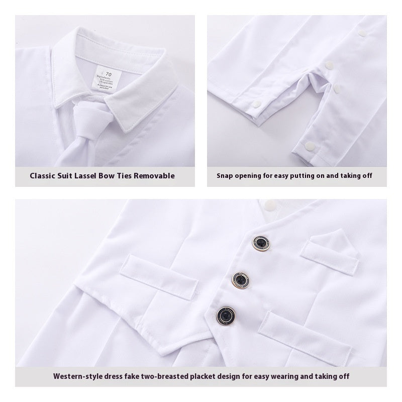 British Romper Baptism Dress Boys Baby Summer Bodysuit Baby Jumpsuit