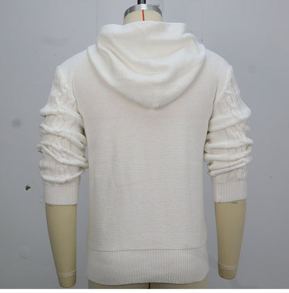 European And American Men's Long Sleeved Hooded Knitted Sweater