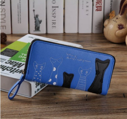 Cat lady wallet female cartoon cat creative long wallet clutch