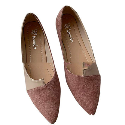 All-match Casual Shoes Women's Flat-bottomed Color Matching Pointed Toe