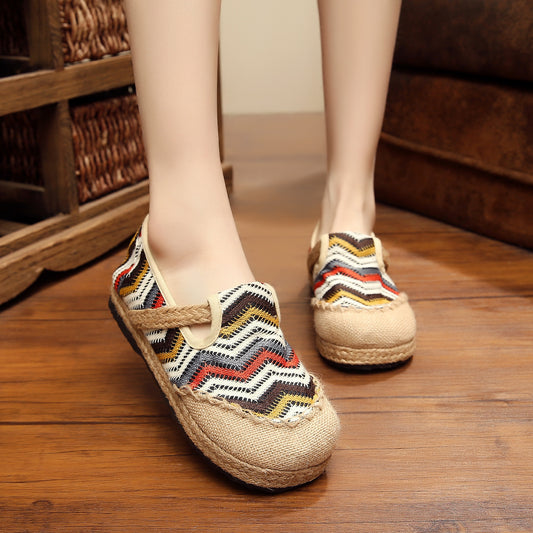 Linen Shoes Summer Fashion Easy To Wear Non-slip Deep Mesh Shoes