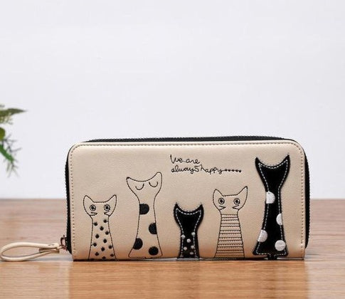 Cat lady wallet female cartoon cat creative long wallet clutch