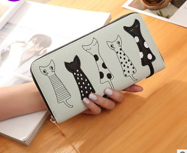 Cat lady wallet female cartoon cat creative long wallet clutch