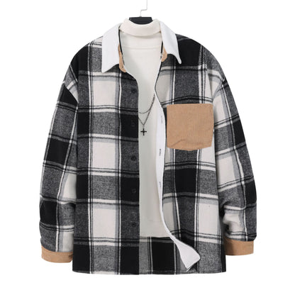 Fashion Men's Retro Outerwear Brushed Shirt Coat