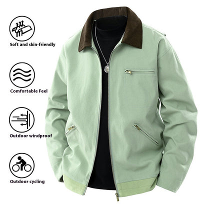 Spring And Autumn Contrast Color Lapels Workwear Jacket