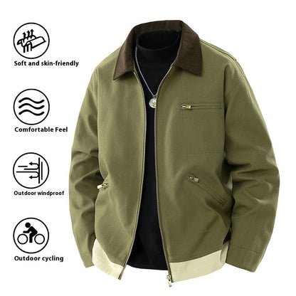 Spring And Autumn Contrast Color Lapels Workwear Jacket