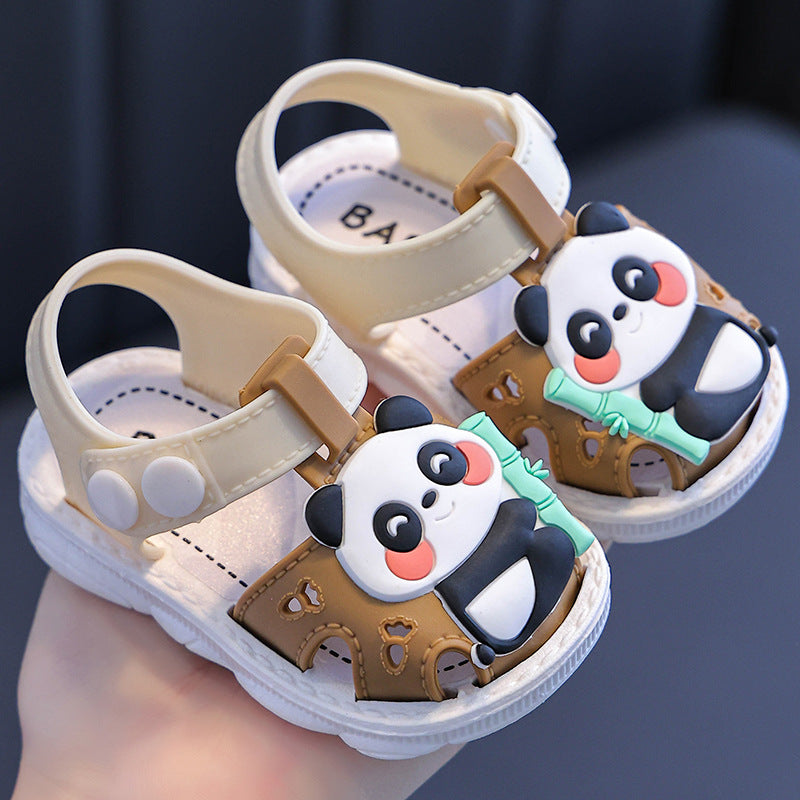 Children's Sandals Cartoon Toddler Closed Toe Hole Shoes Boys Baby Indoor Non-slip Soft Bottom