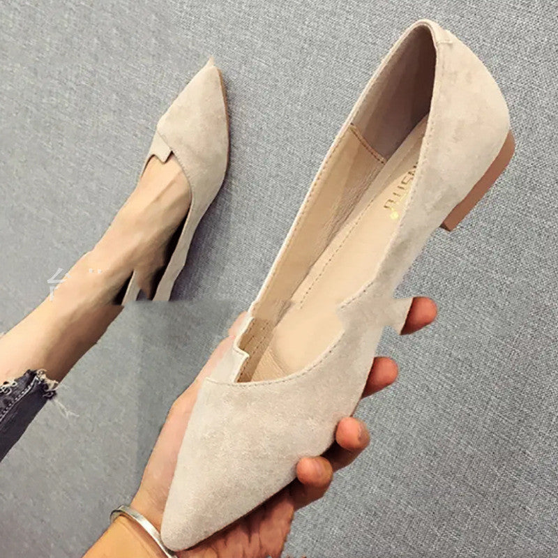 All-match Casual Shoes Women's Flat-bottomed Color Matching Pointed Toe