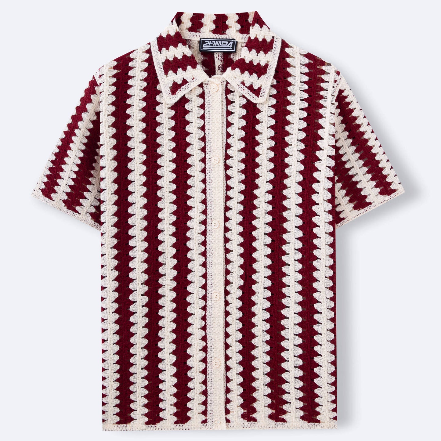 Vintage Stripe Knitwear Crocheted Short-sleeved Hollow Shirt