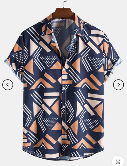 Fashion Men's Art Printed Short Sleeve Shirt