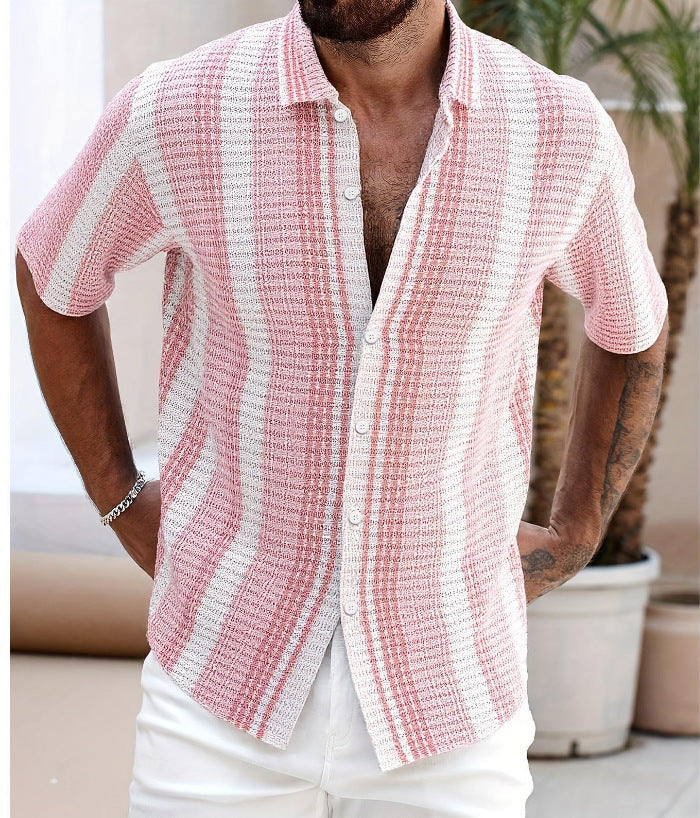 Men's Casual Slim Beach 3D Printed Short Sleeve Shirt