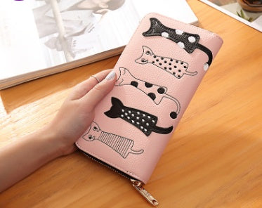 Cat lady wallet female cartoon cat creative long wallet clutch
