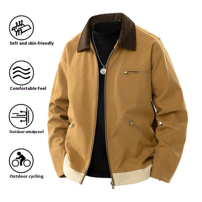 Spring And Autumn Contrast Color Lapels Workwear Jacket