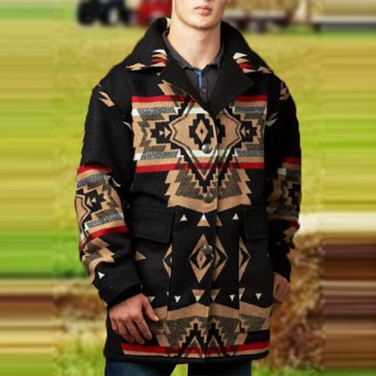 Men's Trendy Printed Long Sleeve Lapel Jacket