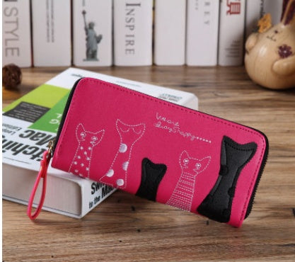 Cat lady wallet female cartoon cat creative long wallet clutch