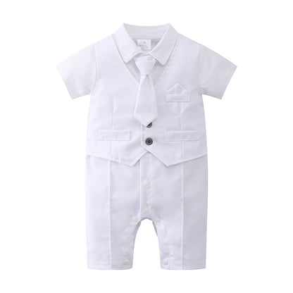 British Romper Baptism Dress Boys Baby Summer Bodysuit Baby Jumpsuit