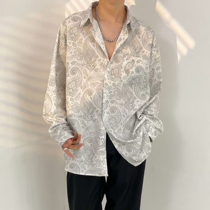 Mens Temperament Fashion Casual Printed Shirt