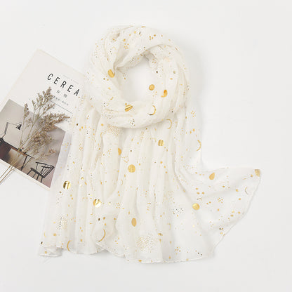 Polyester Accessories Star Moon Wear TR Cotton Starry Sky Bronzing Women's Scarf