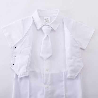 British Romper Baptism Dress Boys Baby Summer Bodysuit Baby Jumpsuit