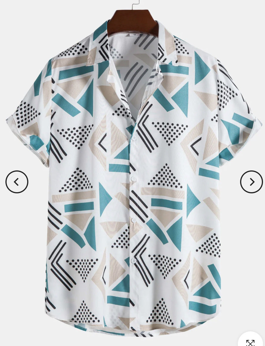 Fashion Men's Art Printed Short Sleeve Shirt