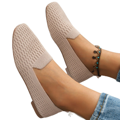 Knitted Soft Bottom Braided Shoes Breathable Low-cut