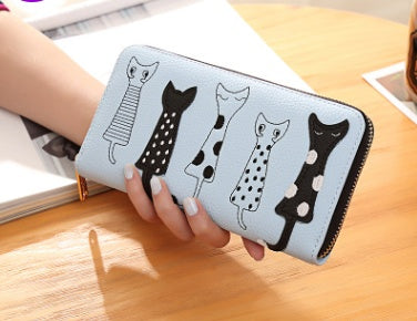 Cat lady wallet female cartoon cat creative long wallet clutch