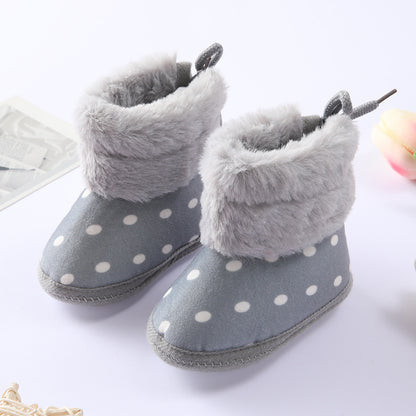 Polka Dot Fur Boots  Newborn Baby Shoes