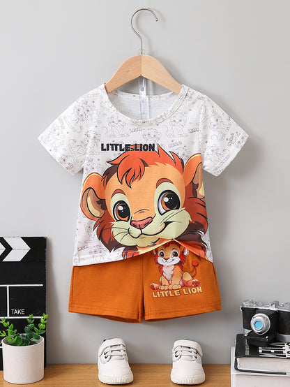 Small Stone Print And Suspender Pants Baby Clothing Two-piece Set