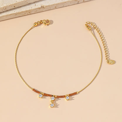 Zircon Small Titanium Steel Anklet Women