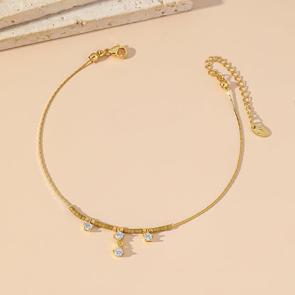 Zircon Small Titanium Steel Anklet Women