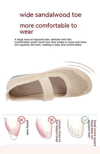 Casual Shoes For Women Flying Woven Women's Shoes Breathable Women Hollow Out Soft Bottom Mom Shoes