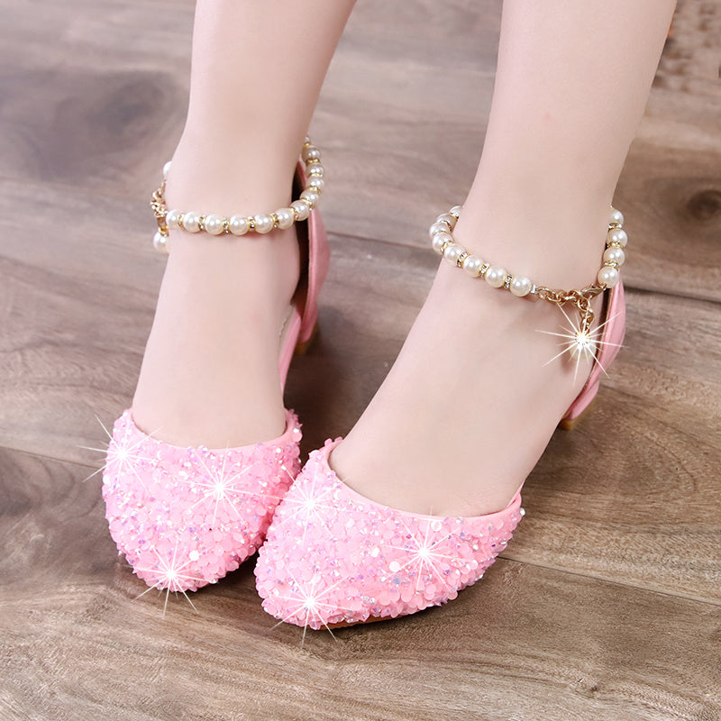 Little Girl Crystal Shoes Dress Shoes Children High Heels