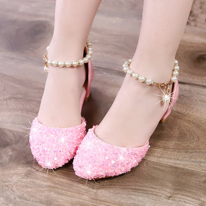 Little Girl Crystal Shoes Dress Shoes Children High Heels