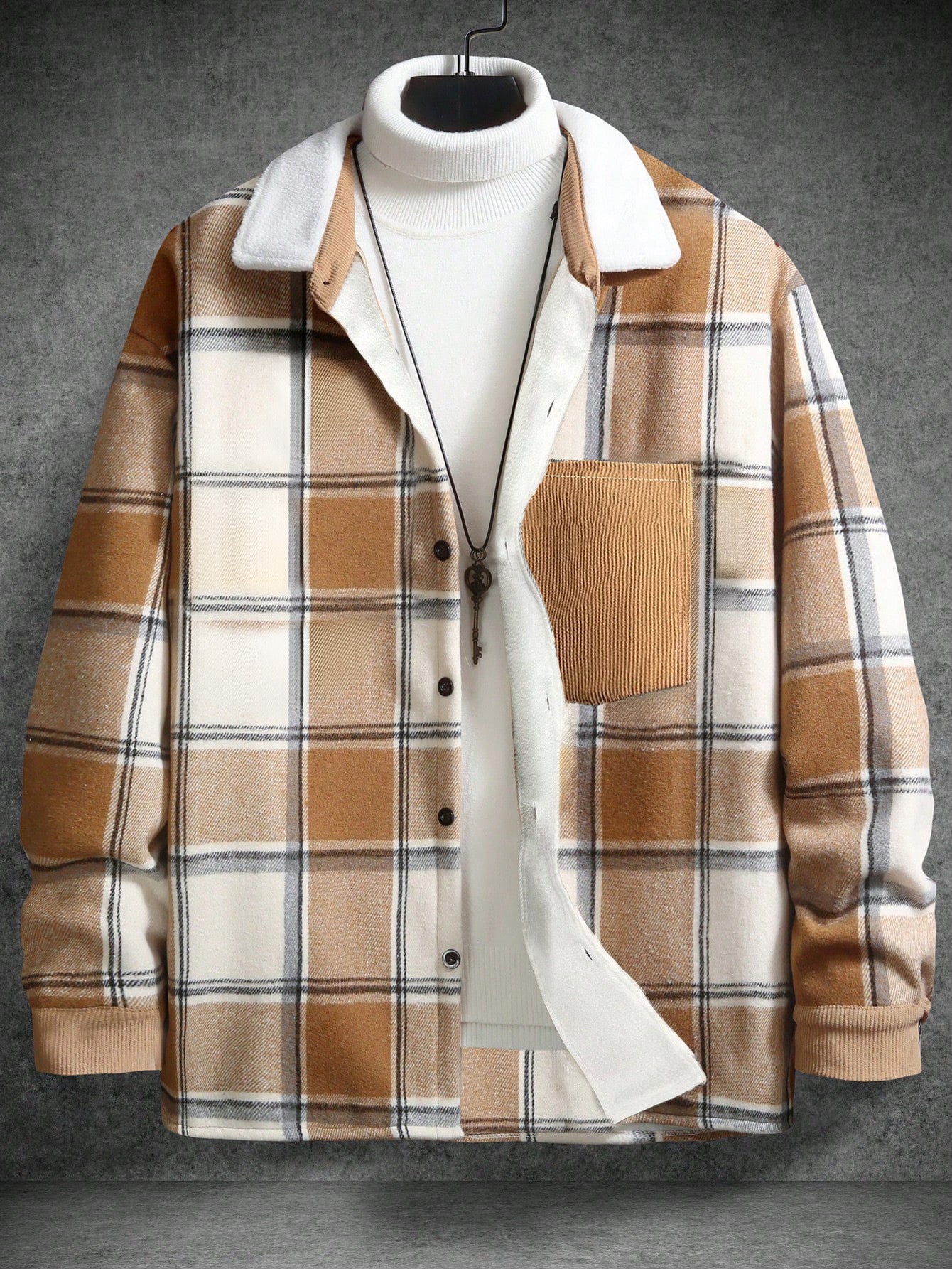 Fashion Men's Retro Outerwear Brushed Shirt Coat