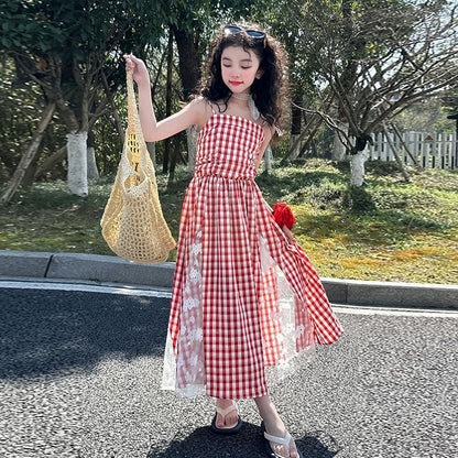 Girls Temperament Lace Stitching Fashion Dress