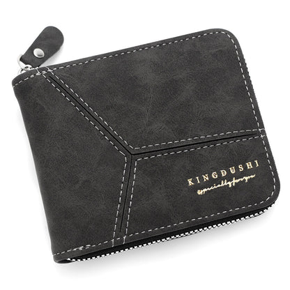 Matte Stitching Men's Short Wallet Multiple Card Slots