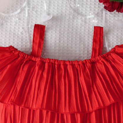 Sling Off-neck Solid Color Top Denim Shorts Suit