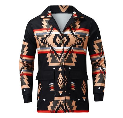 Men's Trendy Printed Long Sleeve Lapel Jacket